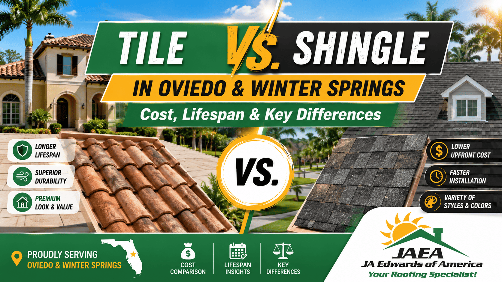 Tile vs Shingle in Oviedo and Winter Springs
